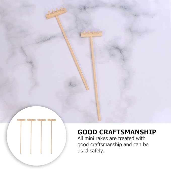 EXCEART Mini Rake Set - 24 Pcs Miniature Sand Garden Tools for Zen Meditation - Bamboo Smooth Toolkit for Kids Sand Tray
