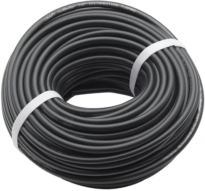 Rocky Mountain Goods Drip Irrigation Tubing - Heavy Duty Blank Drip Hose Ready for Custom Drip Irrigation Setup - Works with 1/4” Barbed Fittings - Black PVC - Easy to Use (100 Foot 1/4")