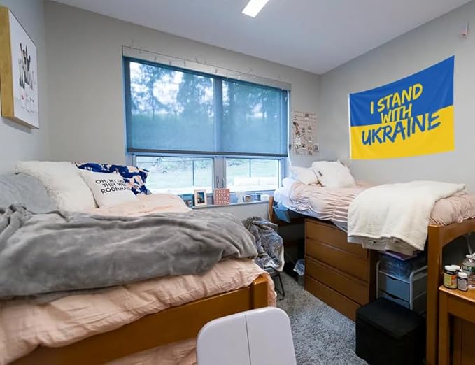 I Stand with Ukraine Flag 4x6FT Ukrainian National Polyester Banner With 2 Grommets Fade Resistant Vivid Color For Patriotic Festival Events Party Decoration