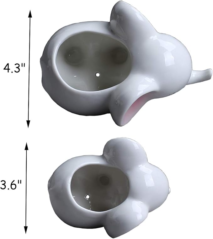 Ogrmar 2PCS Elephant Plant Window Boxes Cute Elephant Flower Pot/Modern White Ceramic Succulent Planter Pots/Tiny Flower Plant Containers Animal Decor