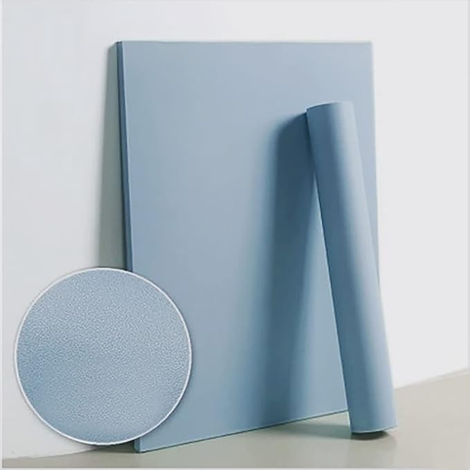 Dimoon 236''x17.7'' Blue Peel and Stick Wallpaper Contact Paper Modern Self Adhesive Wall Paper Removable Renter Friendly Textured Solid Color Shelf Cabinet Vinyl Roll (236''x17.7'',Light Grey Blue)