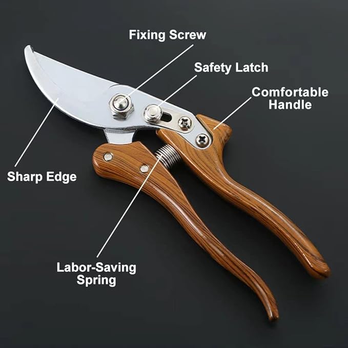 Garden Pruners, Heavy Duty Garden Clippers,Pruning Shears with Adjustable Thumb Lock,Hand Gardening Tools Pruners,Stainless Steel Sharp Gardening Scissors (Classic)