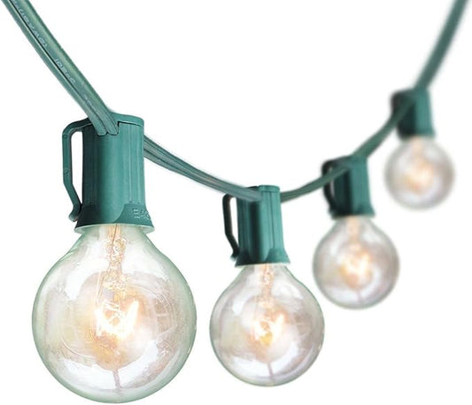 25Ft G40 Outdoor String Lights, Golbe Patio Light with 27 G40 Clear Incandescent Bulbs(2 spare), Hanging Waterproof Connectable Christmas String Lights for Indoor Outdoor Garden Camping Backyard Porch