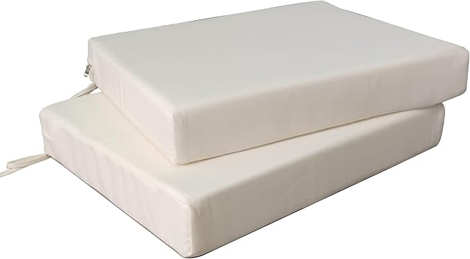 18.5 x 16 Inch Outdoor Chair Cushions for Patio Furniture, UV Resistant Non Slip Waterproof Replacement Patio Seat Cushion with Ties Set of 2, Beige