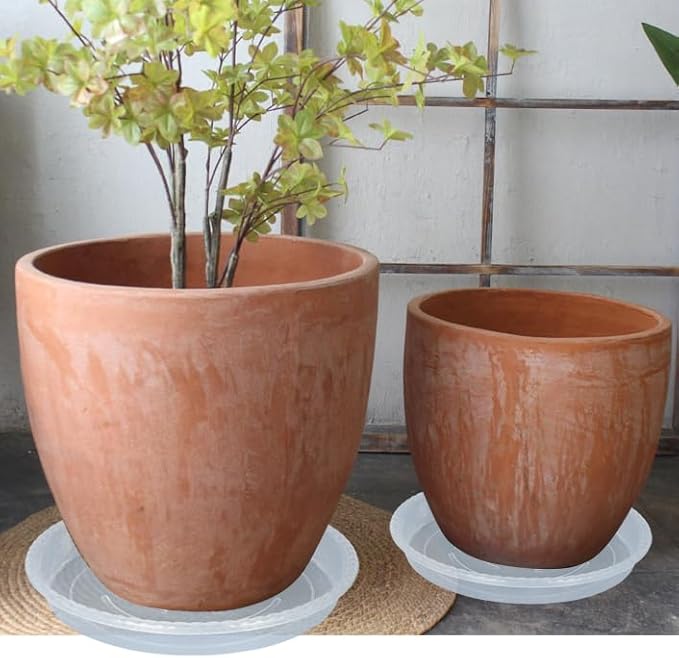 Plant Saucer 6 Pack of 14 inch, Clear Plastic Flower Plant Pot Saucer, Heavy Duty Plant Drip Trays Saucers for Indoor, Plant Water Tray for Planters