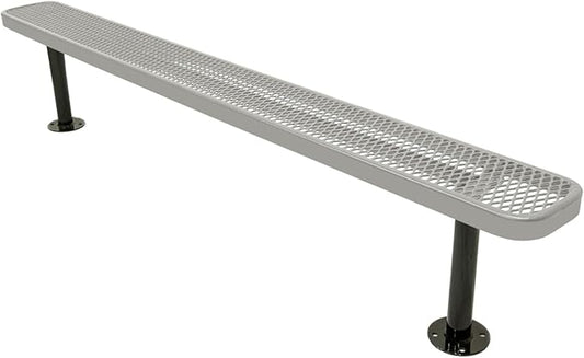 Coated Outdoor Furniture Heavy-Duty Outdoor Bench Thermoplastic Coated, Expanded Metal, Commercial-Grade Seating, Made in America (Surface Without Back, 8 Ft, Grey)