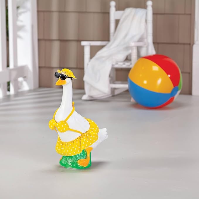 Fox Valley Traders Yellow Polka Dot Bikini Baby Goose Outfit by Gaggleville™, Fits Baby 17" H Statue