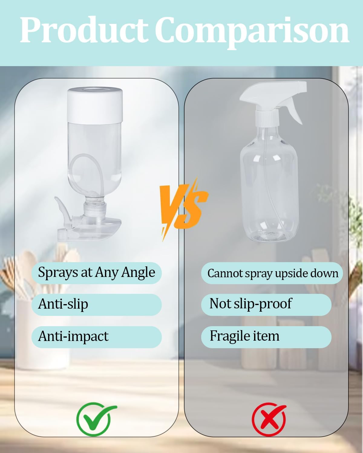 2 Pack 360° Glass Spray Bottles with Silicone Sleeve, 16 oz Empty Refillable Containers with Adjustable Spray Nozzles, Spray Bottles for Hair, Cleaning Solutions and Plants Black&White