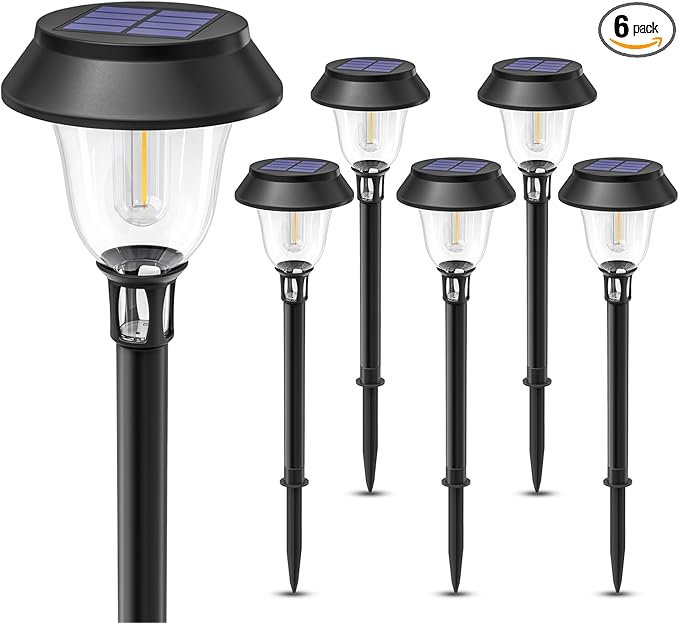 VOLISUN Solar Pathway Lights, 6 Pack LED Solar Lights Outdoor Waterproof,3200K Landscape Lighting,2 Brightness Mode Solar Path Lights,Landscape Lights,Solar Garden Lights for Yard Walkway Driveway