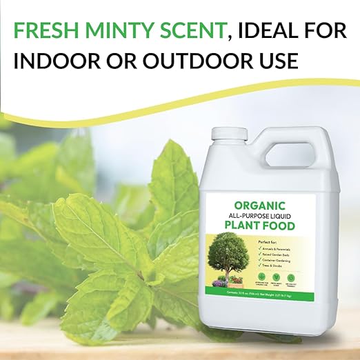 Organic All-Purpose Liquid Plant Food - Use on All Outdoor Plants: Flower Beds, Vegetable Gardens, Container Gardening | Concentrated Liquid Fertilizer Alternative (32oz, 2 Pack, Mixes to 64 Gallons)