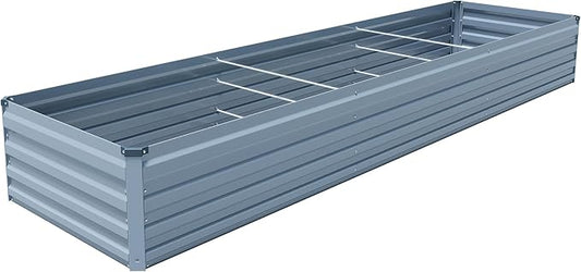 12x2x1.5ft Galvanized Raised Garden Bed,Outdoor Planter Box Metal Patio Kit Planting Bed for Vegetables Flowers Herb,Grey