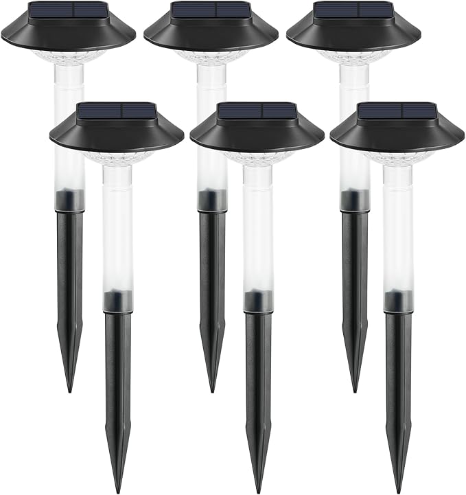 Color Changing Solar Pathway Lights - 6 Pack IP68 Waterproof Outdoor Solar Lights with 7 RGB Lighting Modes for Yard, Garden, Walkway, Pathway, Backyard, Lawn, Landscape Decoration