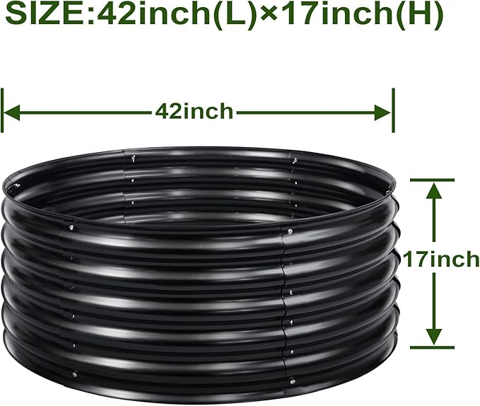 EDOSTORY 17" Tall, 42" Round Metal Raised Bed Garden Bed Kit, Galvanized Planter Raised Garden Boxes Outdoor, Large Metal Raised Garden Beds for Vegetables, Flowers, Herbs