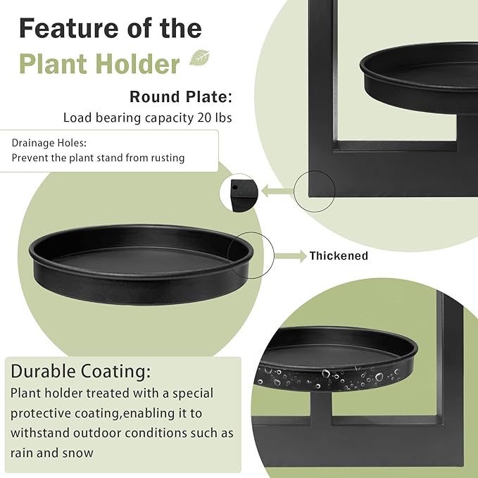 Picture Frame Plant Holder, Wall Mount Plants shelf Indoor Outdoor, Metal Hanging Planters Stand Decor, Window Planter Hanger Shelves, Modern Floating Ornament Rack Art for Home & Garden((Black 2pc))