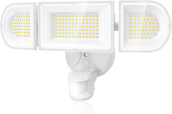 Olafus 180W Motion Sensor Outdoor Lights, 18000lm Dusk to Dawn LED Flood Lights Outdoor Wired, 6500K Daylight Motion Lights for Outside, IP65 Waterproof Exterior Security Light, White