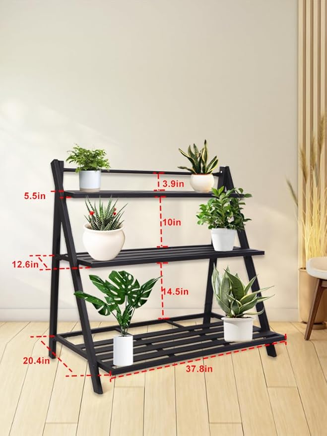Aluminum Plants Shelf Outdoor, Multiple Flower Holder Rack, Metal Plant Stands Home Decor for Balcony Living Room Patio Garden (3-Tier)