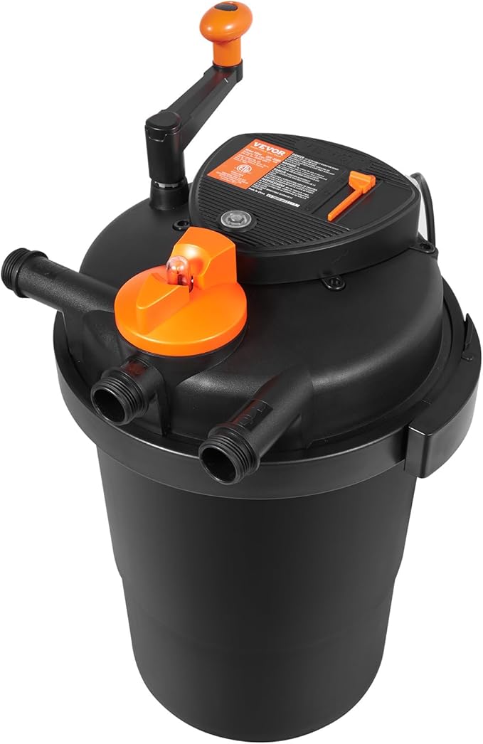 VEVOR Bio Pressure Pond Filter, Up to 2000 Gallons, with 13W UV-C Light, 1840 GPH, Pressurized Biological Pond Filter System Filtration Equipment for Fountain Pool, Koi Fish Aquarium Tank Garden Water