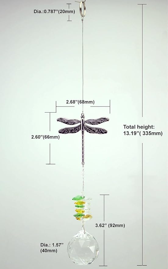 Crystal Garden Suncatcher Hanging Crystals Ornament for Window Rainbow Maker Prisms Home Decor Gift Boxed Sun Catcher Gift Idea for Mom Friends Grandma,Dragonfly