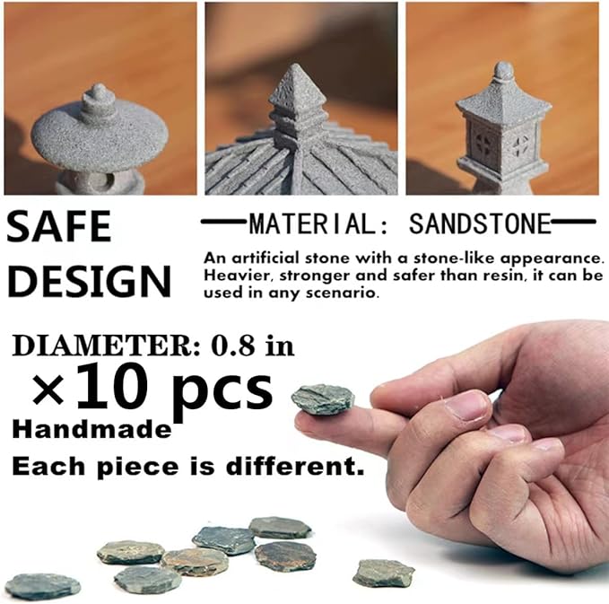 Miniature Fairy Garden Decoration Set,3 Japanese Lantern,10 Stepping Stone Mini Fairy Decor for Garden & Patio Micro Landscape Yard Bonsai Decoration