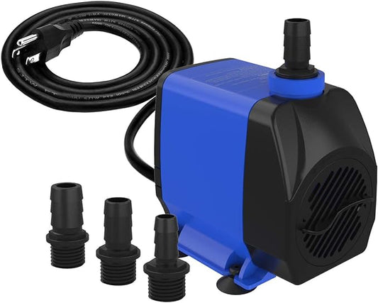 Submersible Pump 1056GPH (4000L/H 85W) Ultra Quiet with Dry Burning Protection 9.8ft Power Cord for Fountains, Hydroponics, Ponds, Aquariums & More…