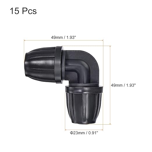 MECCANIXITY Drip Irrigation Elbow Barbed Fitting 8mm/11mm Tubing for Garden Drip Tape Tubing Sprinkler System Black Pack of 15