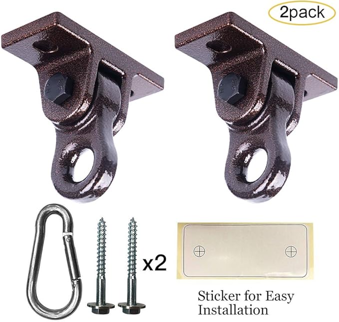 Heavy Duty Bronze Swing Hangers Screws Bolts Included Over 5000 lb Capacity Playground Porch Yoga Seat Trapeze Wooden Sets Indoor Outdoor (2 Pack)