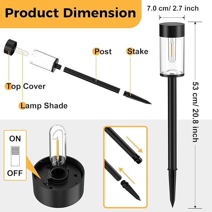 Woolmug Solar Pathway Lights, 12 Packs LED Solar Light Outdoor Waterproof, Auto On/Off Path Lights for Walkway Outside Yard Lawn Sidewalk Landscape(Warm White)