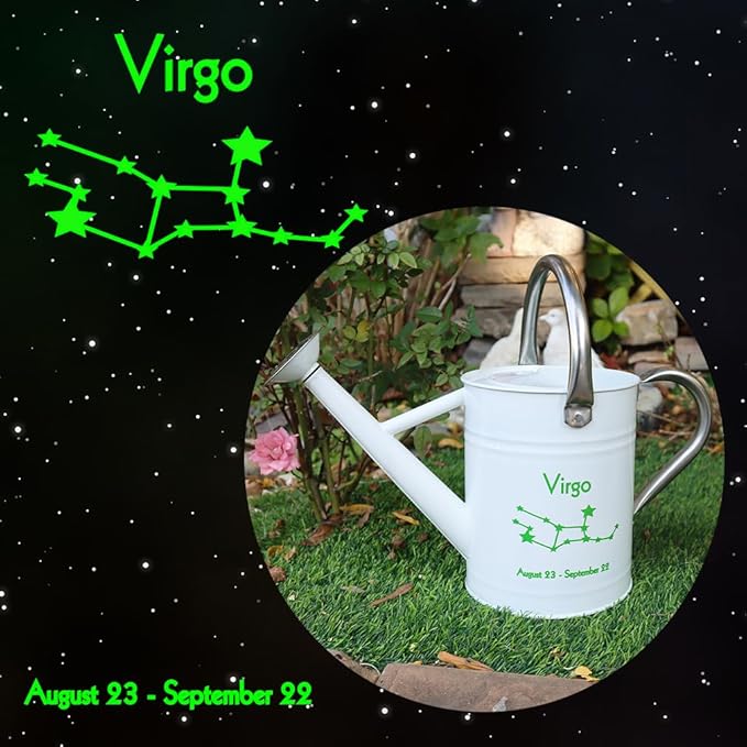 Metal Watering Can for Outdoor and Indoor Plants, Watering Can Decor, 1 Gallon (Virgo)