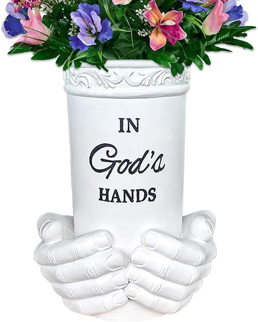 BAYN Grave Decorations for Cemetery, Hand Held Vases with Spikes for Garden Decorations Waterproof Garden Statues Memorial Gifts for Loss of Loved One