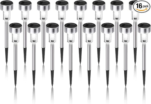 Dream Master Solar Lights Outdoor Waterproof, Stainless Steel LED Landscape Lighting Outdoor Solar Lights for Outside Solar Garden Lights for Pathway, Walkway, Patio, Yard, Lawn - 16 Pack
