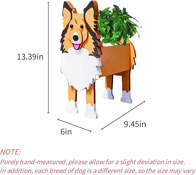 Sheltie Dog Planter Plant Pots,Cute Garden Dog Flower Planter,Dog Planters Birthday Gifts for Women,Office,Indoor/Outdoor Decor（9.45 * 8.66 * 13.39in）
