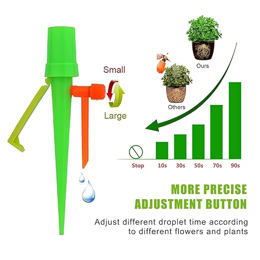 New Upgrade Plant Self Watering Spikes Devices, Plant Drip Irrigation System with Slow Release Control Valve Switch - Adjustable Watering Devices for Outdoor Indoor Garden Plants (16, Orange+Green)