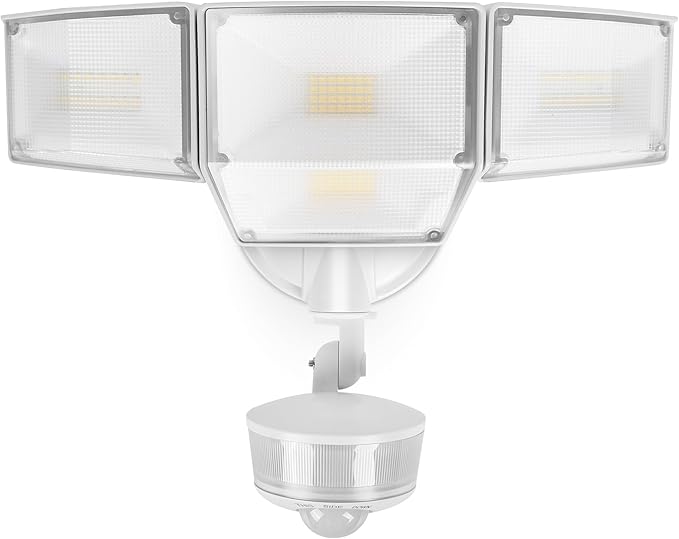 LUTEC 84W 9500LM LED Security Light Motion Sensor Outdoor Lights with Night Light, 4 Head LED Flood Lights Outdoor 5000K Daylight, IP65 Waterproof, Motion Detected Lights for Outside (White)