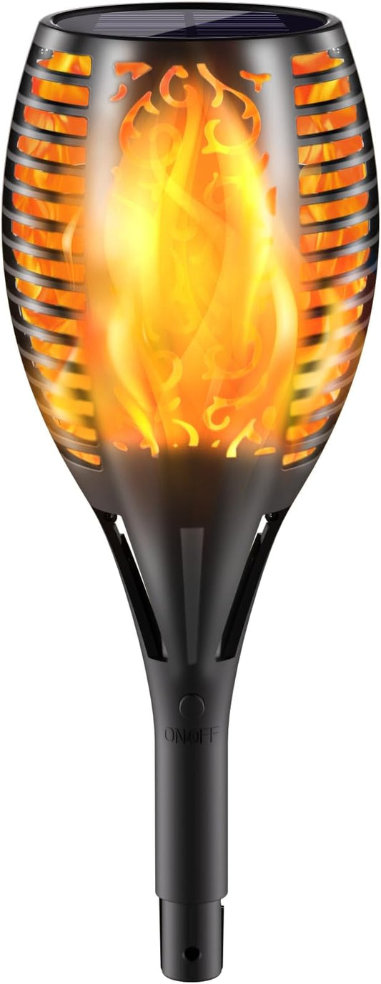 Upgraded Larger Solar Torch Lights, 43" Flickering Flame Solar Lights, Waterproof Outdoor Solar Landscape Decoration Lighting 96 LED Auto On/Off Garden Patio Yard Pathway,Black 1 Pack (1)