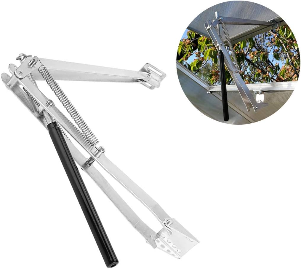 BIBISTORE Automatic Greenhouse Vent Opener Solar Powered Auto Hothouse Window Opener Wooden Cold Frame Roof Vent Opening Kit Greenhouse Accessories-(Lifts 15.4 Lbs,Double Spring)