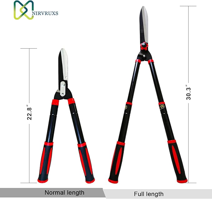 Garden Hedge Shears Heavy Duty with 22.8"-30.3" Extendable Handle, Plant Cutting Scissors -Lawn Pruners - Yard and Garden Tools