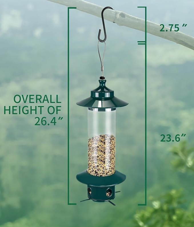 Bird Feeder for Outdoors: Squirrel Proof Bird Feeders, Gravity Sense Squirrel Proof Wild Bird Feeders for Finch Cardinal Chickadee, 4.8LB Large Capacity Hanging Birdfeeder