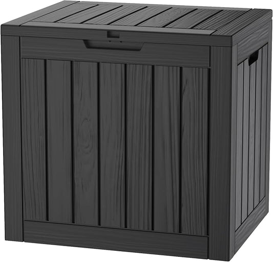35 Gallon Lockable Resin Deck Box, Waterproof & UV-Resistant Outdoor Storage Box for Outdoor Cushion Storage, Garden Tools & Pool Accessories Storage, Black