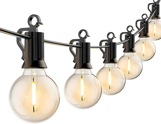 Brightown Outdoor String Lights - Globe Patio Lights 30 Ft with 15 G40 Shatterproof Bulbs, Waterproof Connectable Commercial Outdoor Lights for Backyard, Bistro, Porch, Cafe, Deck