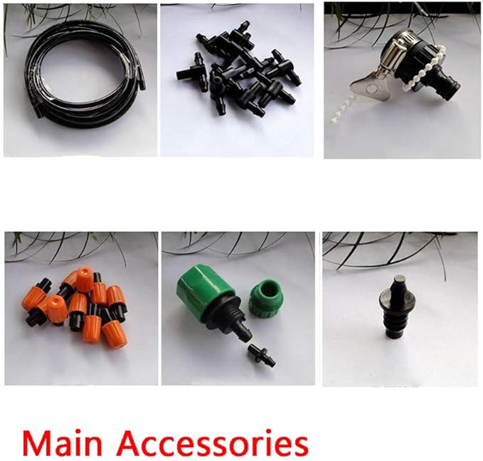 Drip Irrigation kit Plant Watering System Gravity Fed Irrigation Water Drip Setfor Garden Greenhouse Yard Lawn Home or Vacation Use 10M 4/7" Tube 10 Nozzles