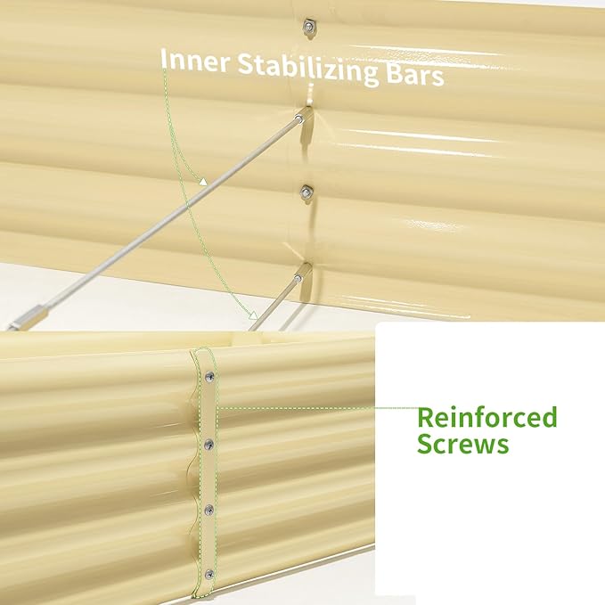 Land Guard 6×3×1ft Galvanized Metal Raised Garden Bed, Metal Planter Kit Box Outdoor for Deep-Rooted Vegetables, Flowers, Green and Herbs (Cream Yellow)…