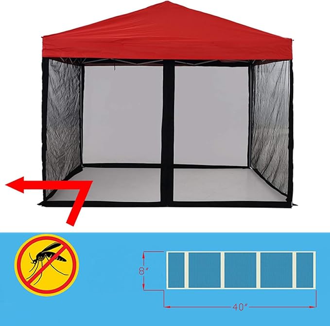 10x10 Mosquito Net with Zipper for Patio Camping Gazebo and Canopy Tent, Outdoor Gazebo Replacement Mosquito Netting Tent Screen Wall, Ultra Fine Mesh(Only Net No Frame)