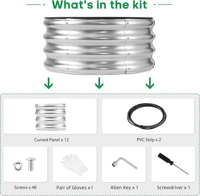 JERIA Raised Garden Bed,Galvanized Raised 2 PCS 2×2×1ft Planter Boxes Outdoor with Easy Assembly, Round Garden Bed for Vegetables, Fruits, Flowers