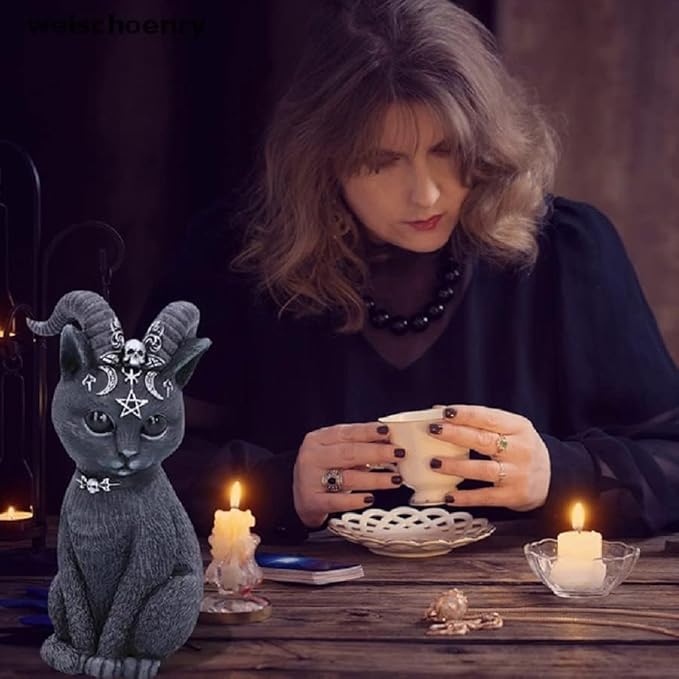 4 Cats Garden Decor Outdoor Statues Décor Black Cat Figurines, Gothic Home Decor, Cats Figurines Outdoor Lawn Ornament Decoration for Cats Lovers