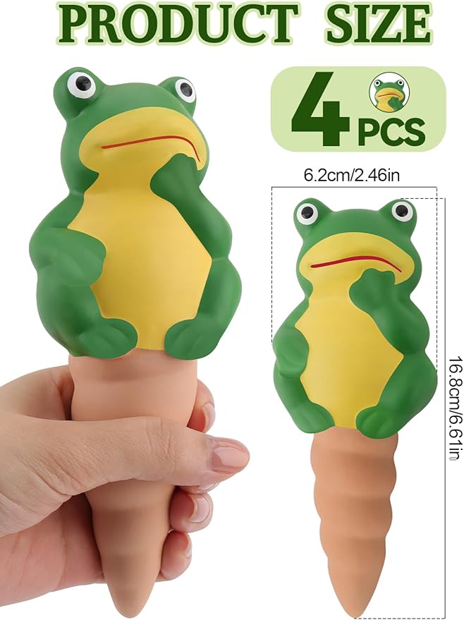 4Pcs Plant Watering Globes, Kalolary Frog Shape Self Watering Spikes Terracotta Drip Water Stakes Irrigation Watering Bulbs for Pot, Indoor, Outdoor, Vacation（Frog B）