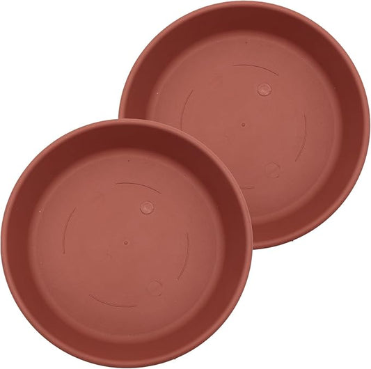 The HC Companies Flower Pot Saucers - Plastic Plant Saucer for Outdoors & Indoors - Traditional Design Plant Pot Trays for Water Drainage - Durable & Stylish Round Plant Tray (21-inch Clay)
