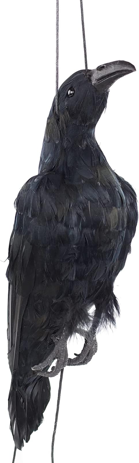 Etistta 17 inch Realistic Hanging Dead Crows Decoy Lifesize Extra Large Black Feathered Crow