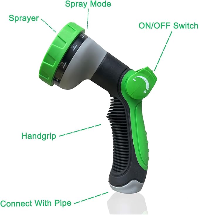 Non-Expanding Garden Hose 100Ft, Flexible Kink Free Water Hose with 10 Watering Spray Nozzle, Lightweight Hose Pipe, Leak-Proof, Durable, 3/4" Metal Alloy Connector, Portable Storage Strap