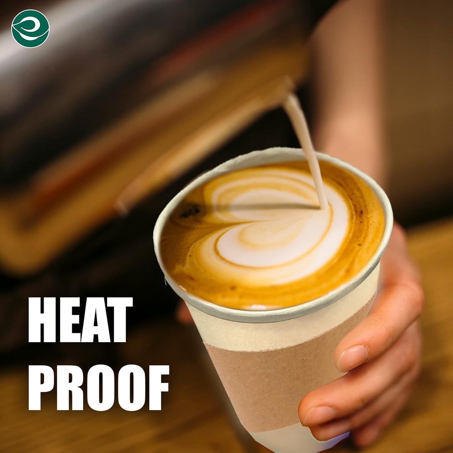 ECO SOUL 100% Compostable Coffee Cups With Lids & Sleeves - 12 Oz (100 Counts) To Go Coffee Disposable Bagasse Cups |Sturdy & Eco-Friendly Cups for Cafes, Party, Office