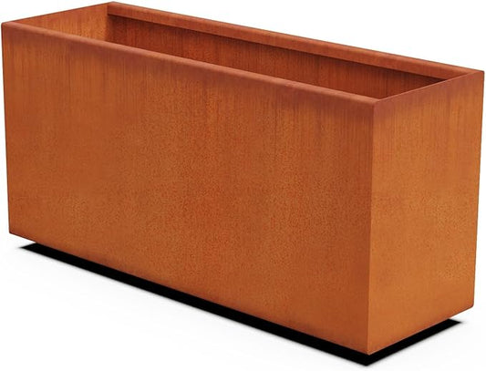 Large Rectangular Planter for Outdoor Plants – 36-Inch Corten Steel Planter Box | Heavy Duty Metal, Modern Rustic Finish | Made in USA, Fully Assembled
